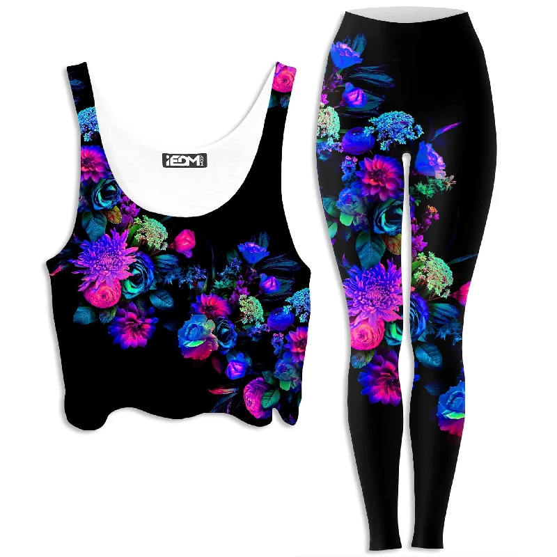 Darkest Bloom Crop Top and Leggings Combo Machine Wash Dry Clean Hand Wash
