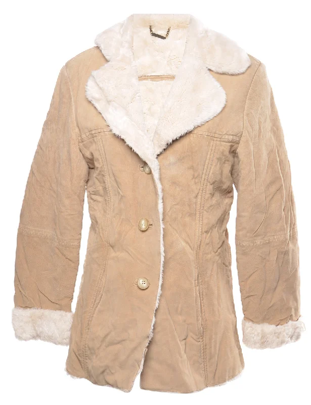 Suede Shearling Lining Coat - S Trench Raincoat Windbreaker