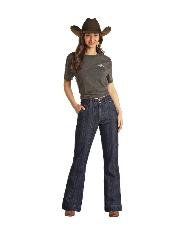 Women's Rock & Roll Jacquard High Rise Trouser Jean Trousers Corduroy Warm