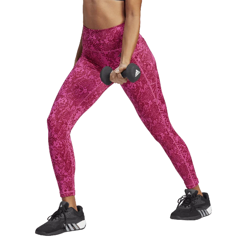 Women's Adidas Stash Pocket Training Animal Print 7/8 Leggings Cozy Ribbed Leggings