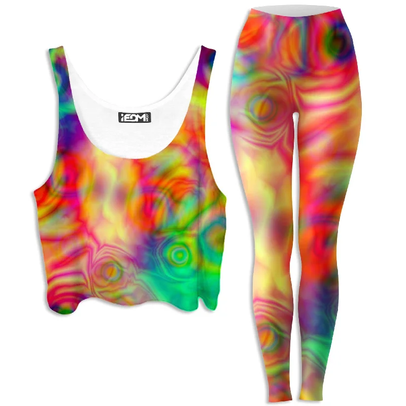 Psychedelic Dream Crop Top and Leggings Combo Elegant Classic Vintage