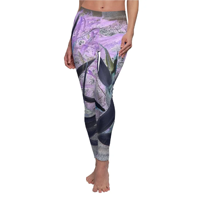 Custom Artwork Women's Leggings  Lilac/Black Elegant Metallic Leggings