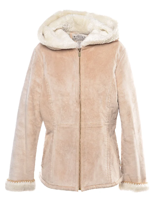 Suede Shearling Lining Coat - M Suede Faux Fur Shearling