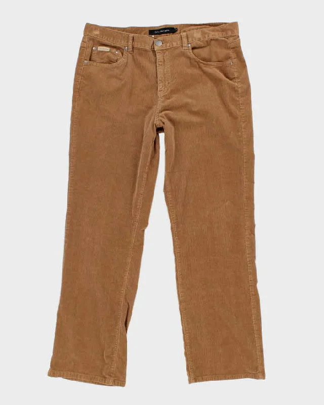 Women's Tan Calvin Klein Corduroy Trousers - W38 L30 Trousers trendy modern