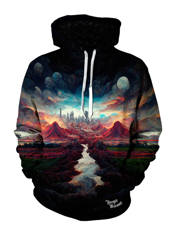 Flock Unisex Pullover Hoodie Hoodie with Exposed Zipper Edgy Industrial