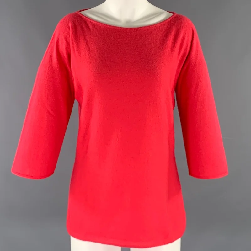 YVES SAINT LAURENT Size M Pink Coral Dolman Sleeve Pullover Cashmere Luxurious Pullover YVES SAINT LAURENT Size M Pink Coral Dolman Sleeve Pullover Cashmere Luxurious Pullover