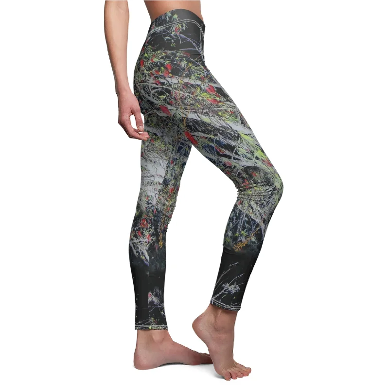 Custom Artwork Women's Leggings Black/Red Stylish Printed Stretch Leggings