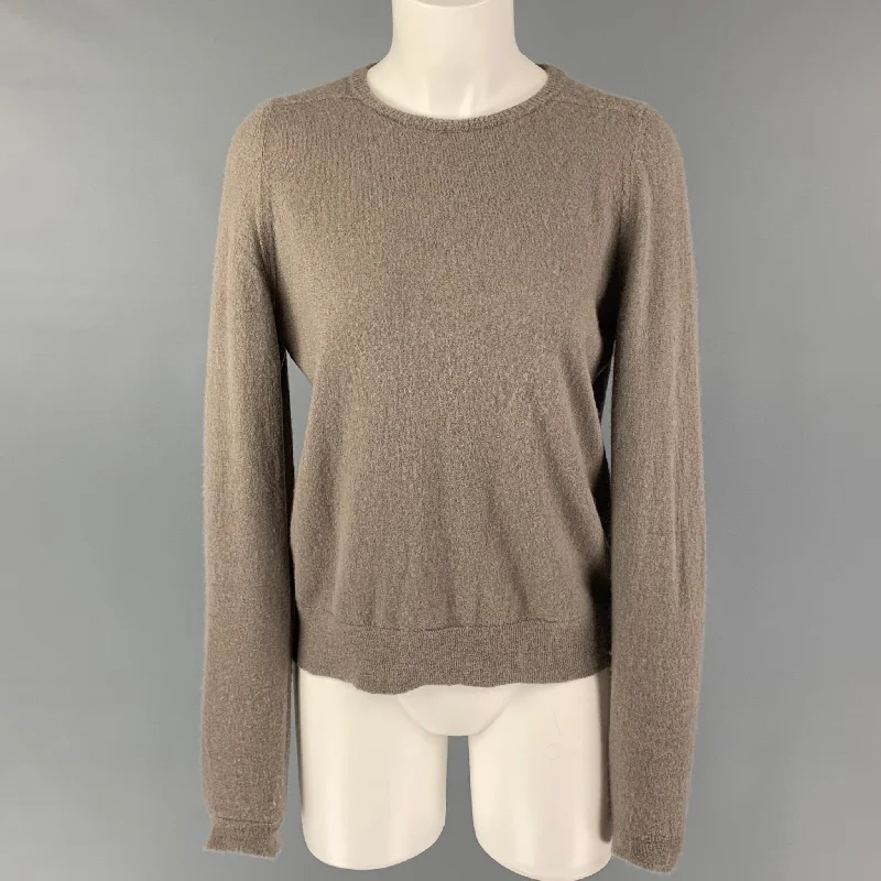 RICK OWENS Size S Taupe Cashmere Long Sleeve Pullover Three Quarter Sleeve