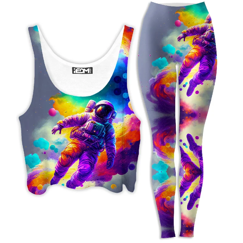 Floating Away Crop Top and Leggings Combo Knit Fabric Woven Fabric Fleece Fabric