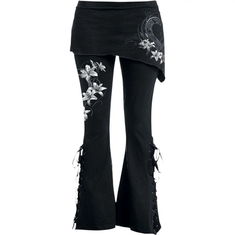 PURE OF HEART - 2in1 Boot-Cut Leggings with Micro Slant Skirt Trendy Sweat-Wicking Workout Leggings PURE OF HEART - 2in1 Boot-Cut Leggings with Micro Slant Skirt Trendy Sweat-Wicking Workout Leggings