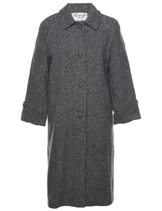 Single Breasted Wool Coat - M Tailored Straight A-Line
