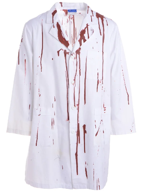 Reclaimed Bloody Halloween Doctors Coat Chenille Brocade Lace