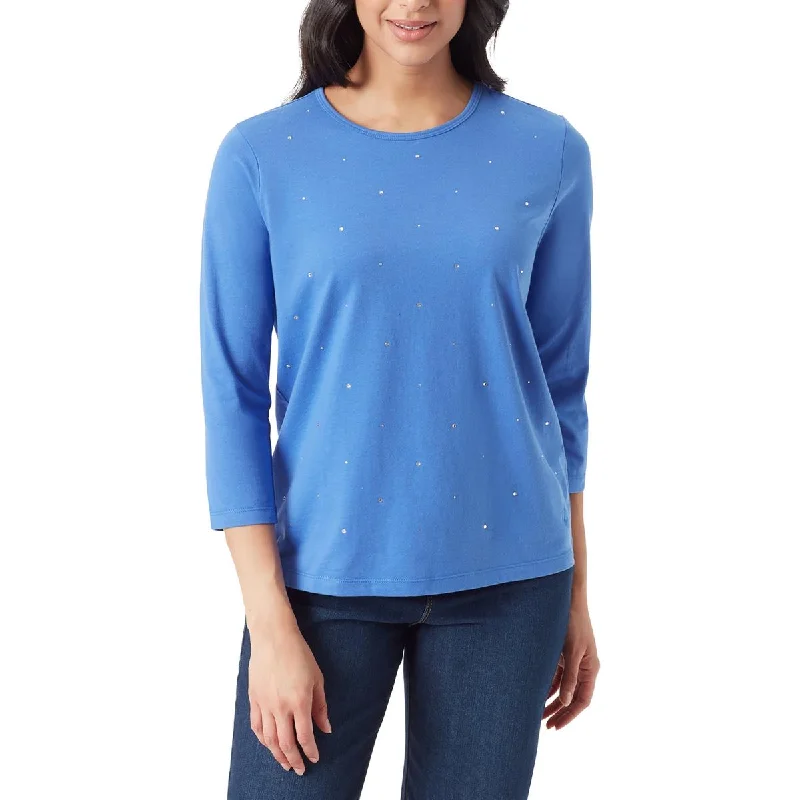 Gloria Vanderbilt Womens Crewneck Three Quarter Sleeve Pullover Top Blouson Sleeve Pullover Gloria Vanderbilt Womens Crewneck Three Quarter Sleeve Pullover Top Blouson Sleeve Pullover