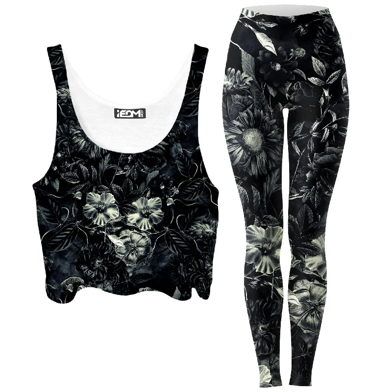 Darkness Crop Top and Leggings Combo Cotton Fabric Linen Fabric Terry Fabric