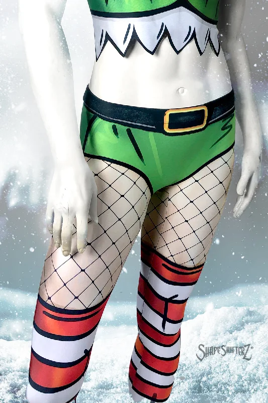 Women's Body-Mapped Cartoon 'ELF FAUX FISHNET LEGGINGS' - Bodycon Stylish Stretch Pants Leggings Women's Body-Mapped Cartoon 'ELF FAUX FISHNET LEGGINGS' - Bodycon Stylish Stretch Pants Leggings