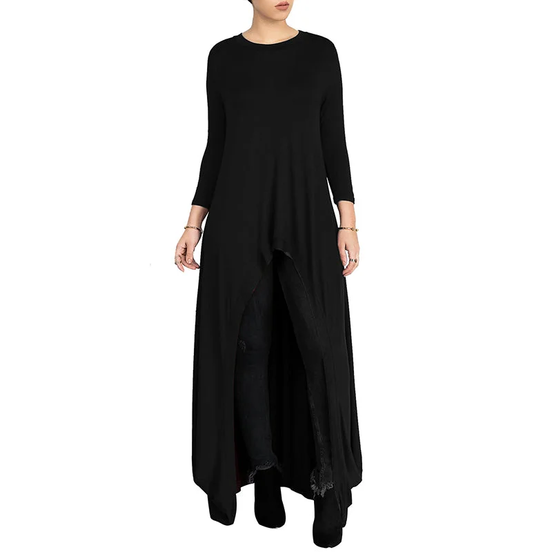 Pullover Bat Like Shirt Dress #Black #Bat Fine Merino Wool