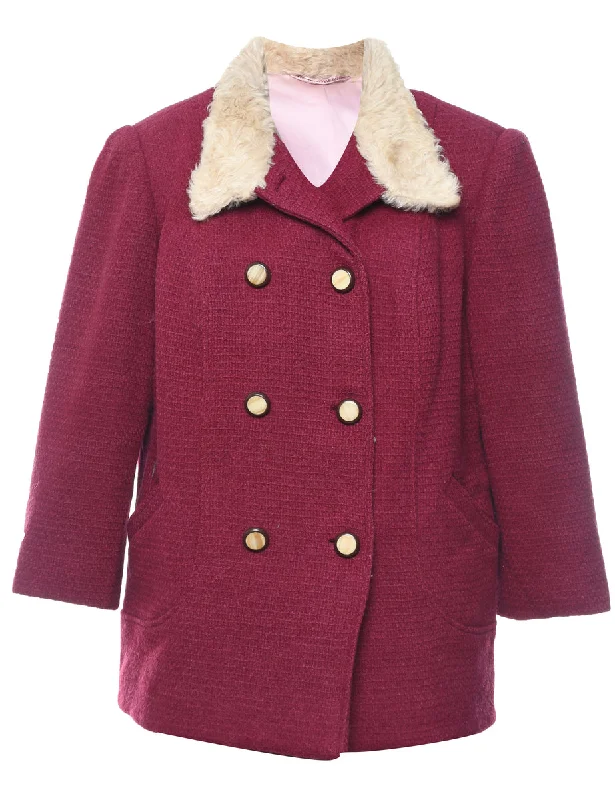 Double Breasted Wool Coat - M Coat Overcoat Trench Coat