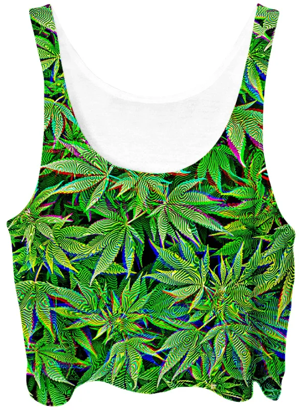 Dazed and Confused Crop Top Mesh Canvas Denim