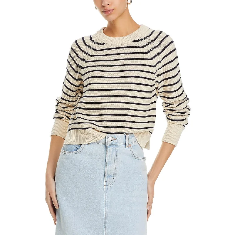 French Connection Womens Lillie Mozart Striped Knit Pullover Sweater Bateau Neck Pullover