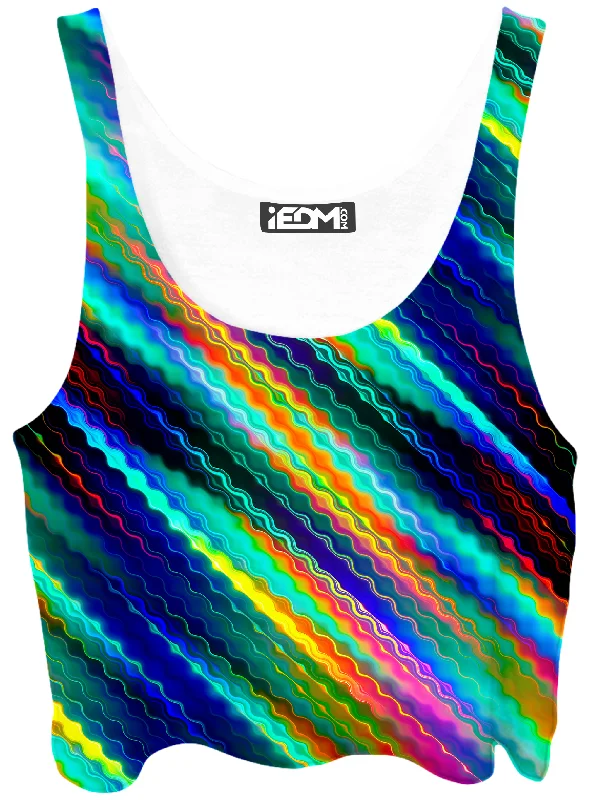 Cosmic Waves Crop Top Anti-Pilling Machine Wash Handmade