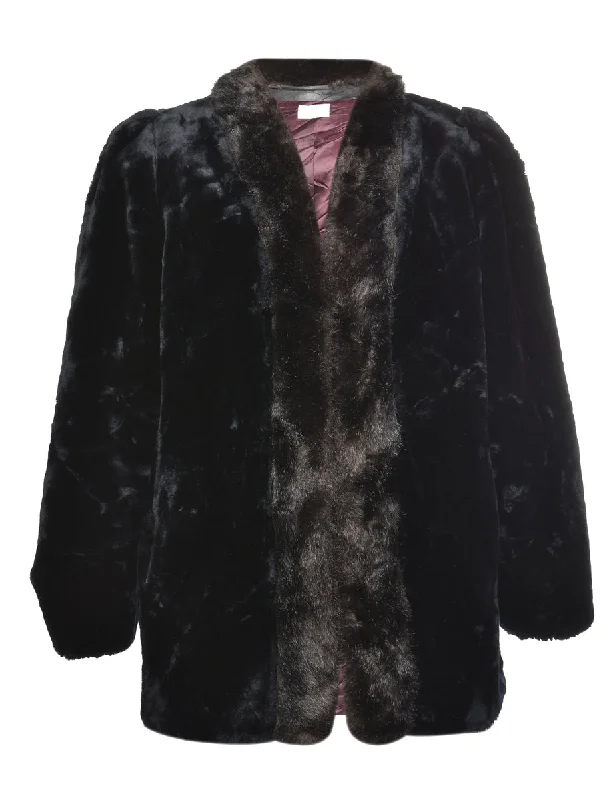 Jordache Faux Fur Coat - L Quilted Jacket Anorak Windbreaker