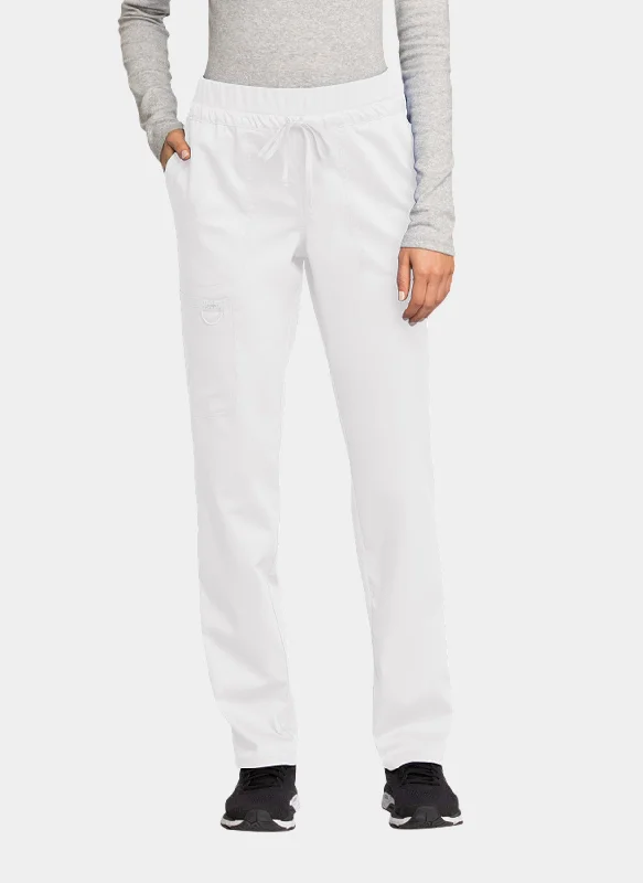 Cherokee WW Revolution Mid Rise Tapered Leg Drawstring Scrub Trousers WWE105 - White Trousers Fleece Cozy Cherokee WW Revolution Mid Rise Tapered Leg Drawstring Scrub Trousers WWE105 - White Trousers Fleece Cozy