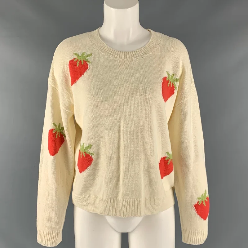RAILS Size S Cream Red Cotton Acrylic Strawberry Crew-Neck Pullover Sabrina Neck Pullover RAILS Size S Cream Red Cotton Acrylic Strawberry Crew-Neck Pullover Sabrina Neck Pullover