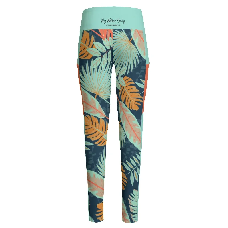 PRAY WITHOUT CEASING Paisley Print High Waist Leggings With Side Pockets Trendy Flared Leggings PRAY WITHOUT CEASING Paisley Print High Waist Leggings With Side Pockets Trendy Flared Leggings