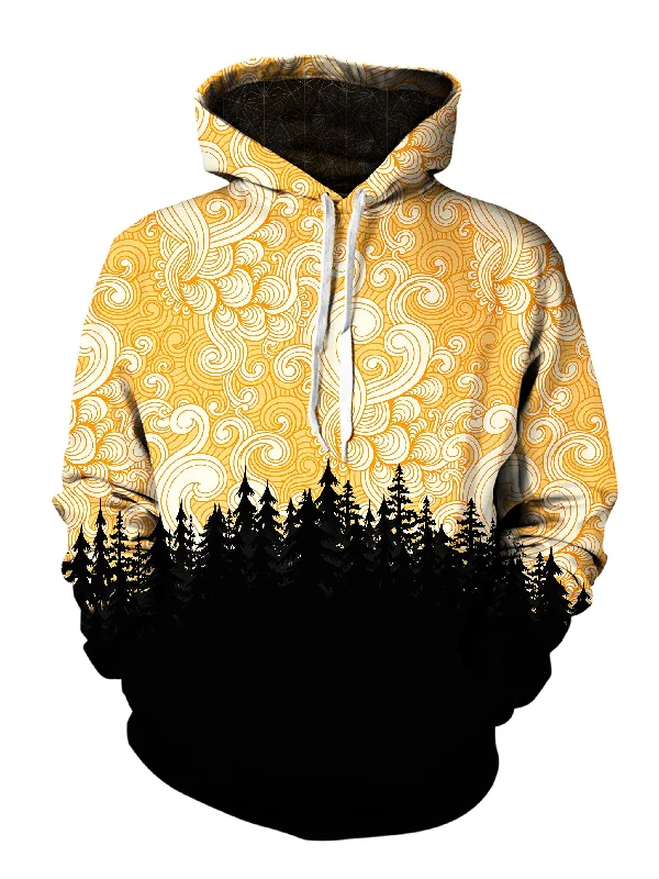 Yellow Swirl Treeline Pullover Hoodie Cotton Hoodie Fleece Lining Warmth
