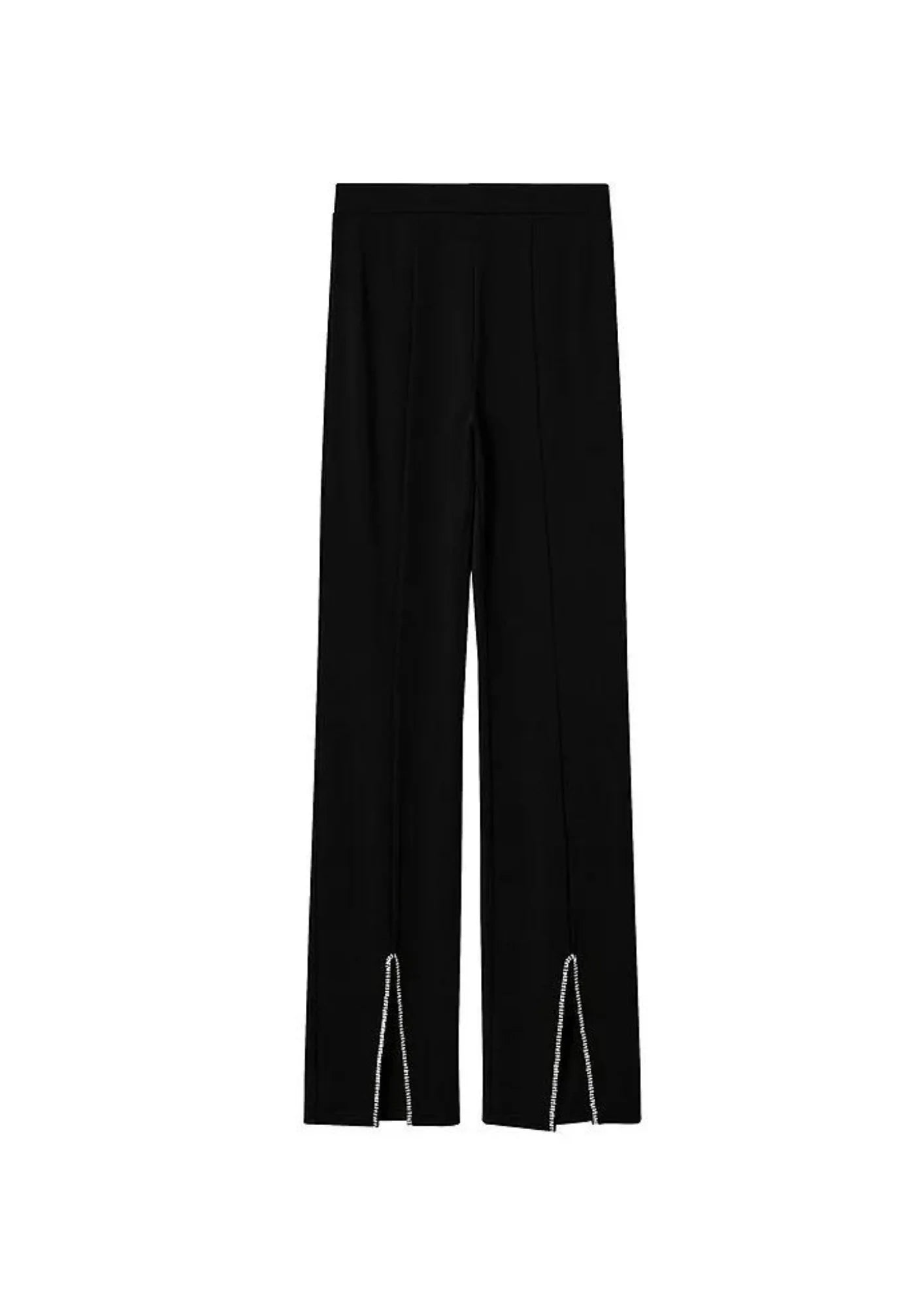 BLACK TROUSERS WITH HEM SLITS Trousers Flared Retro