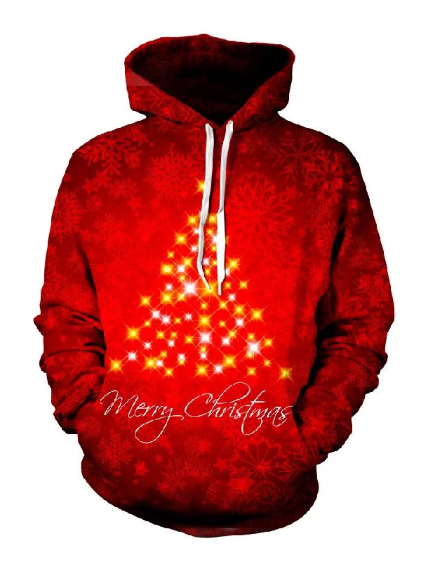 Merry Christmas Pullover Art Hoodie Hoodie with Color Block Contrast Stylish