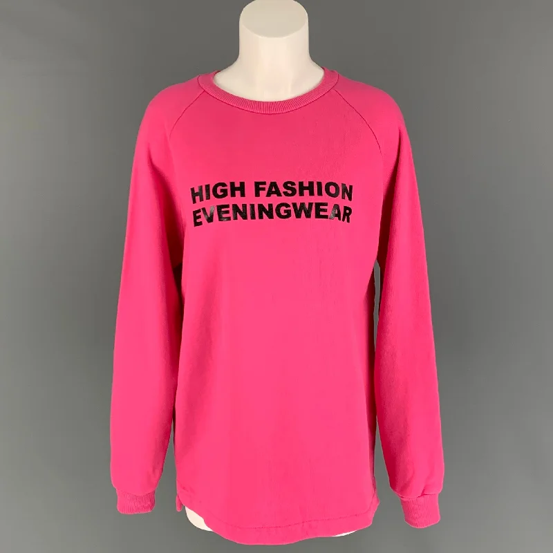 BAJA EAST Size L Pink Cotton Graphic Crew-Neck Pullover Three Quarter Sleeve
