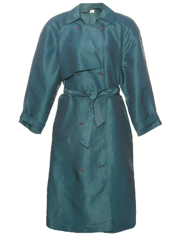 Double Breasted Trench Coat - L Anorak Windbreaker Fleece