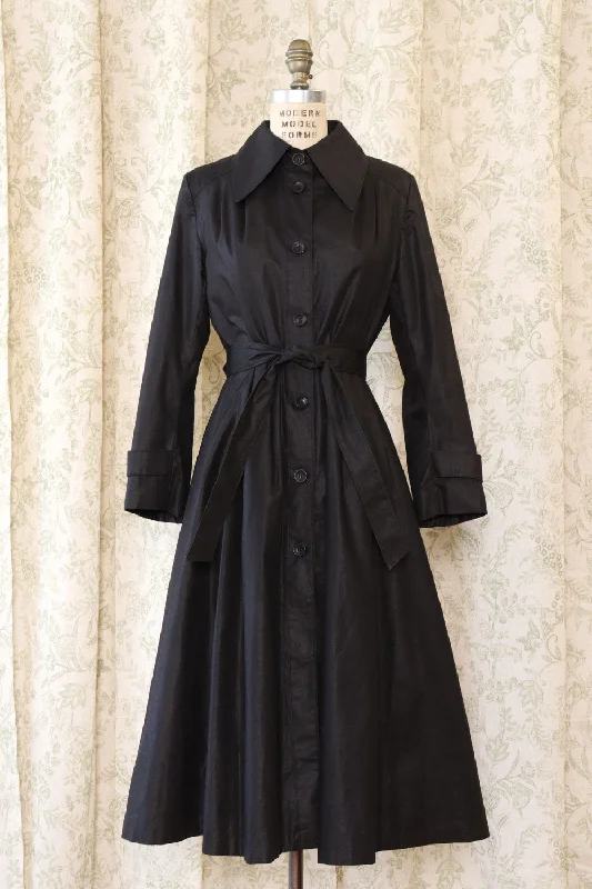 Polished Cotton Pleated Trench Coat S/M Sequined Lace Ribbed