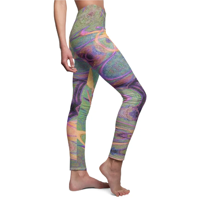 Custom Artwork Women's Leggings Green/Yellow Comfortable Workout Fitness Leggings