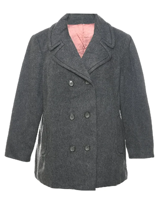 Dark Grey Wool Coat - XL empire Basque Peplum