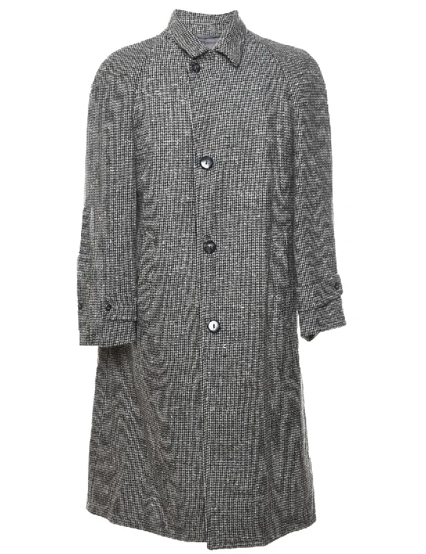 Grey Wool Coat - L Faux Fur Real Fur Shearling