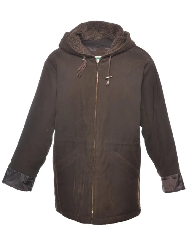 Hooded Dark Brown Coat - S Bolero Crop Top Camisole
