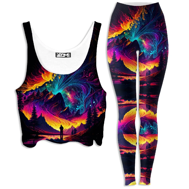 Tundra Crop Top and Leggings Combo Beaded Sequined Faux Fur