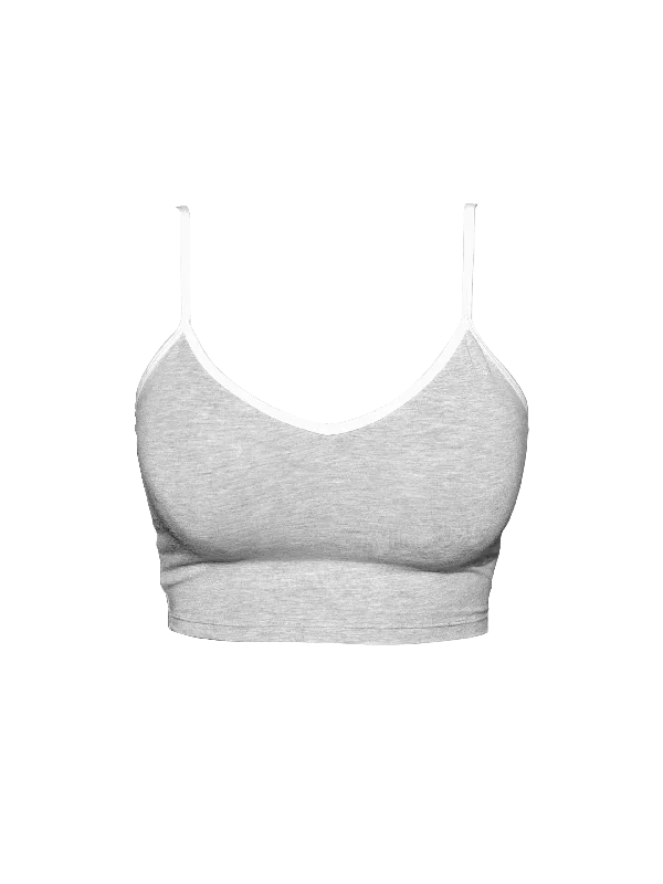 Women's V-Neck Adjustable Spaghetti Cami Crop Top Mesh Canvas Denim