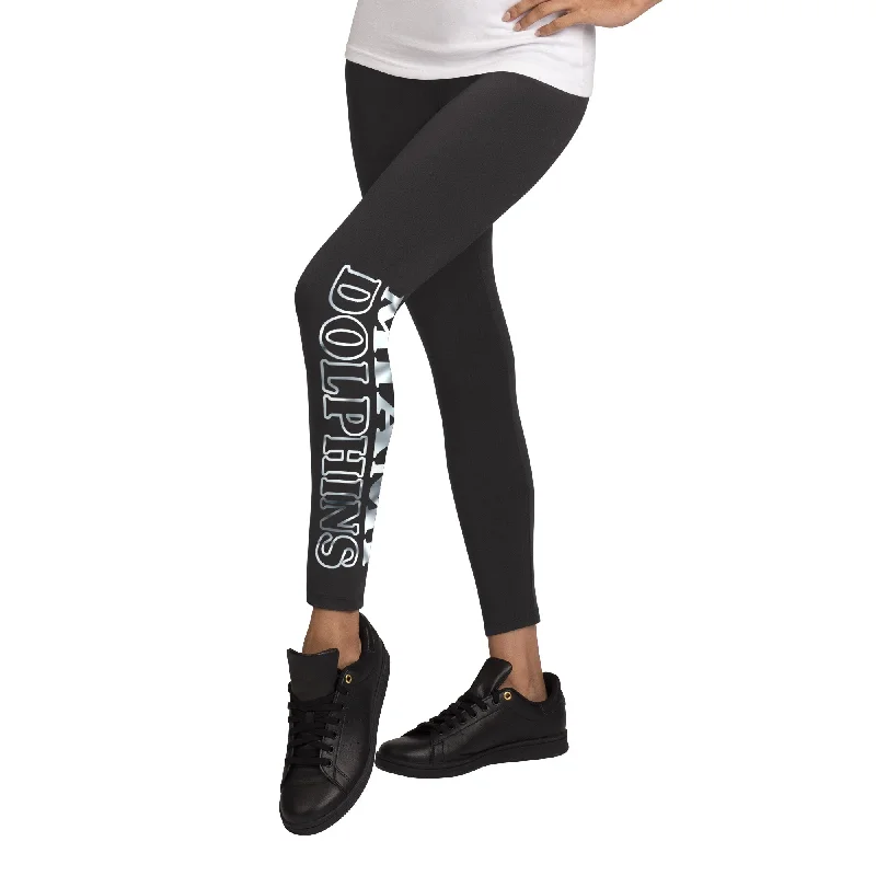Miami Dolphins Women's Stadium Leggings - Black Trendy Black Mesh Leggings