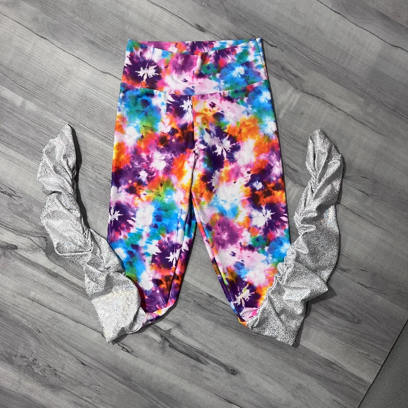 SALE - SMALL Tie Dye Blitz High-Waisted Ruched Leggings Pants Comfortable Capri-Length Leggings SALE - SMALL Tie Dye Blitz High-Waisted Ruched Leggings Pants Comfortable Capri-Length Leggings