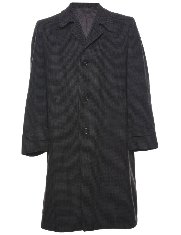 Checked Wool Coat - L Houndstooth Jacket Shearling Jacket Fleece Jacket