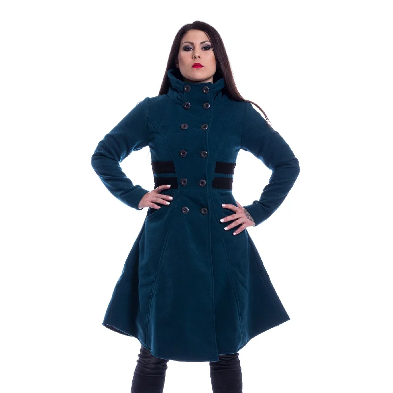 ELIANA COAT - PETROL Chenille Brocade Lace