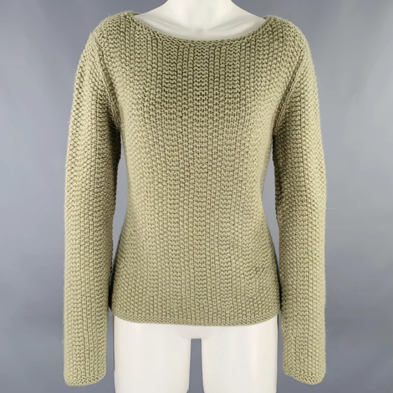 TSE Size M Sage Green Chunky Knit Pullover Hooded Pullover Sweater