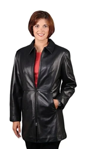 REED Women's Soft Lamb Skin Leather Coat Tailored Straight A-Line