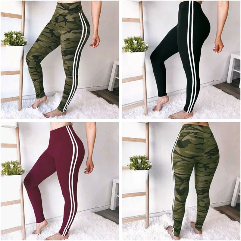 Women's Side Ribbon Strap Elastic Leggings Stylish Sporty Performance Leggings