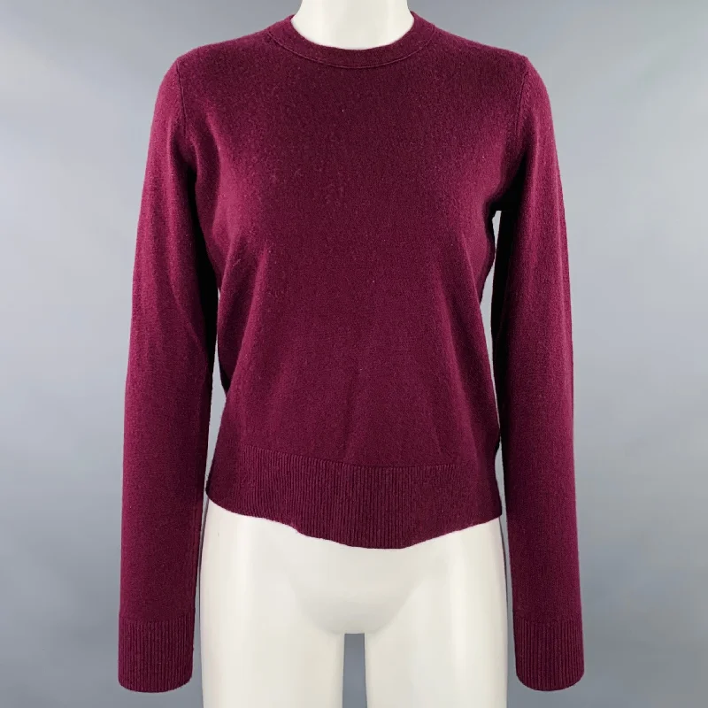 VINCE Size S Burgundy Cashmere Knit Crew Neck Pullover Leg Sleeve Comfort
