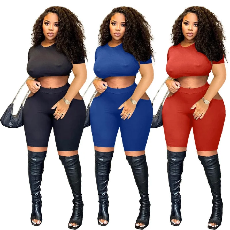 2022 Fashion Sexy Crop Top Cutout Bodycon Sport Shorts Sexy Plus Size Two Piece Outfit Set Women Wool Fabric Cashmere Fabric Tweed Fabric 2022 Fashion Sexy Crop Top Cutout Bodycon Sport Shorts Sexy Plus Size Two Piece Outfit Set Women Wool Fabric Cashmere Fabric Tweed Fabric