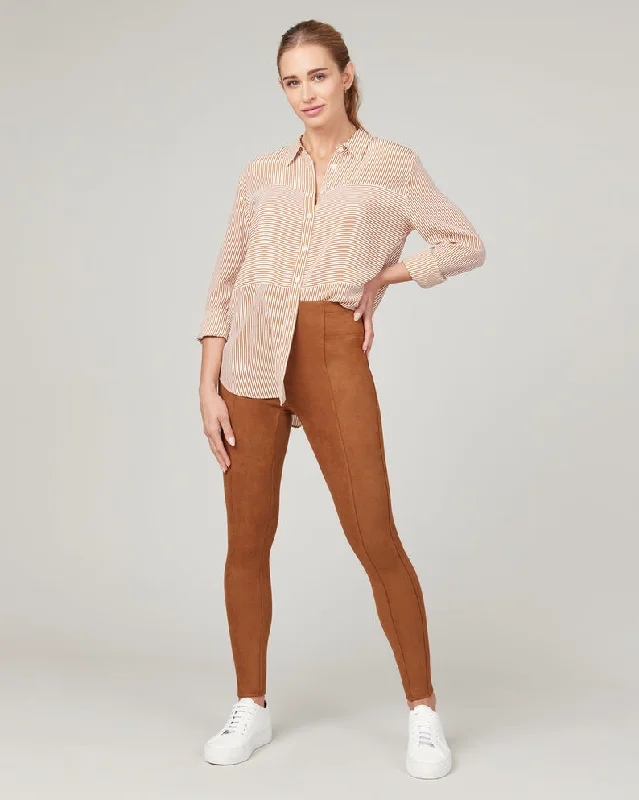 Faux Suede Leggings Rich Caramel - SPANX Comfortable Full-Body Compression Leggings
